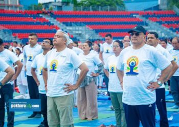 पोखरामा मनाइयो योग दिवस