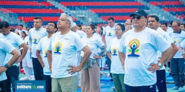 पोखरामा मनाइयो योग दिवस