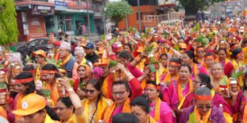 पोखरामा ११ हजार कलशसहितको विशाल शोभा कलश यात्रा भव्य रूपमा सम्पन्न