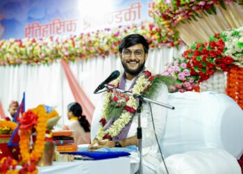 वाल्मीकि श्री राम कथा वाचक आचार्य पंराकुशजीको विदाई,  वाचन प्रवीण पं.नबन्धुले प्रवचन गर्ने